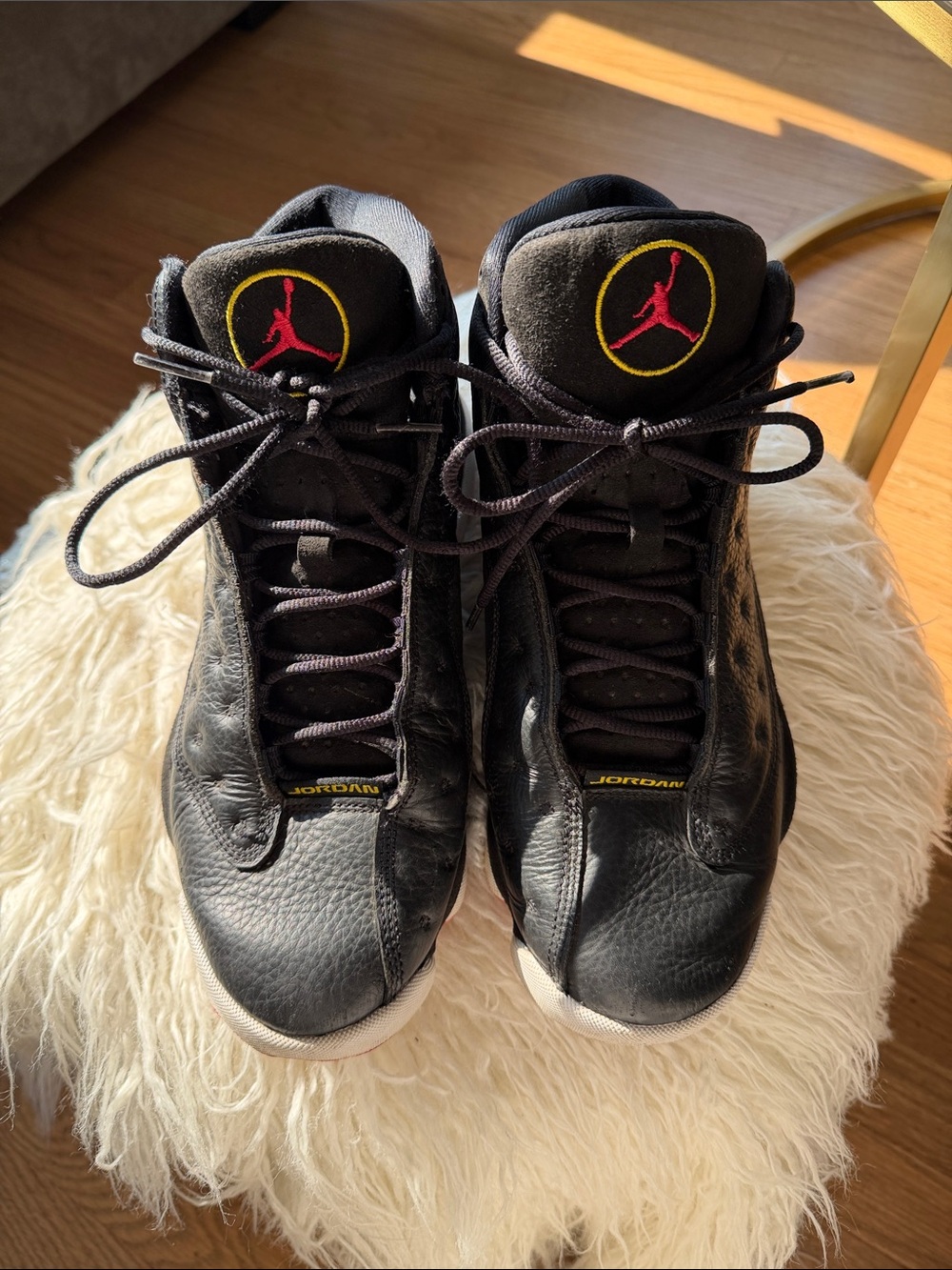 Jordan men’s sneakers Black Basketball Shoes with Red & Yellow Jumpman
